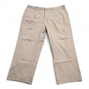 Lands' End Men Pleated Dress Pants 42 Big & Tall Light Khaki